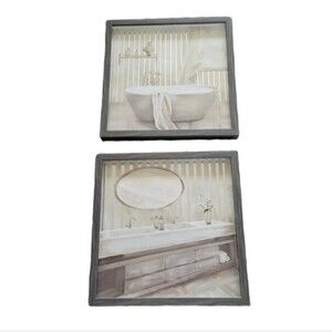Framed Bathroom Wall Art Bathtub 15"x15"